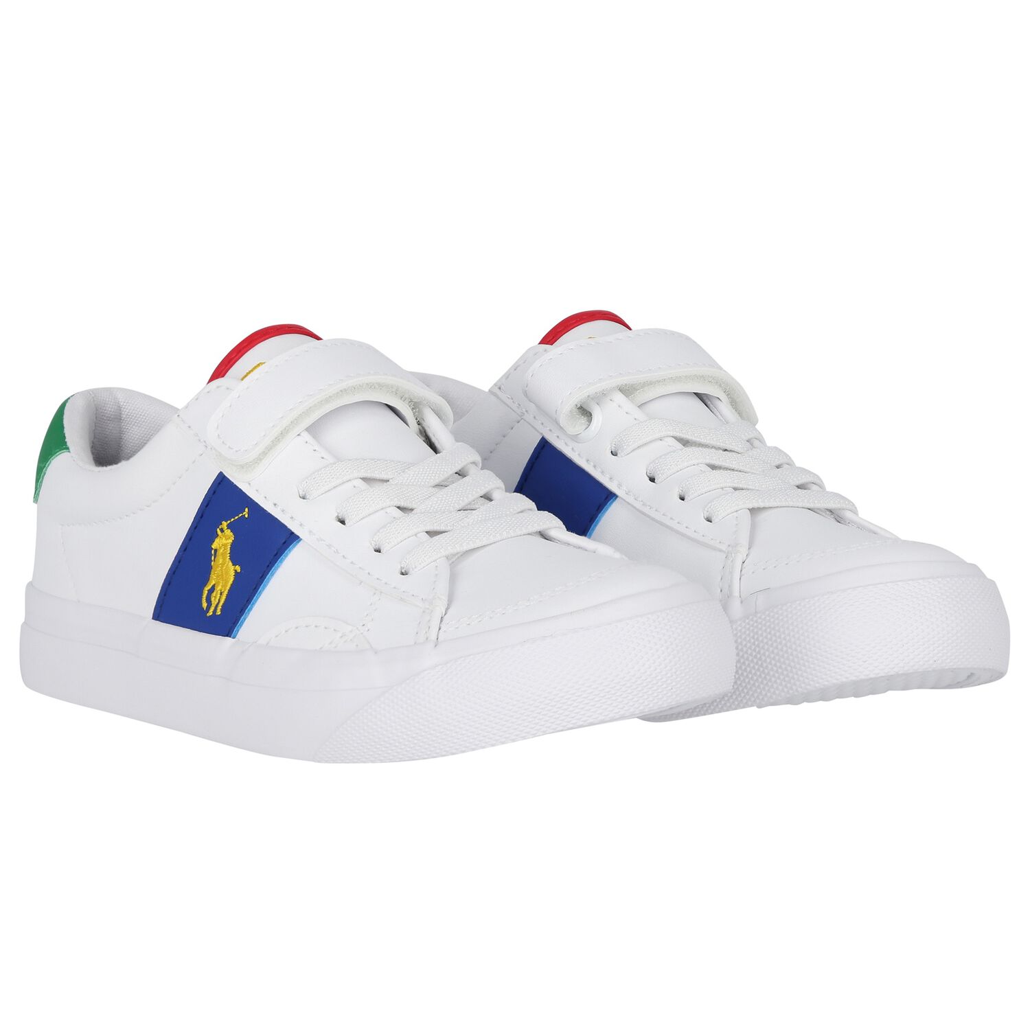 Boys White Logo Trainers, 1, hi-res