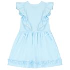 Girls Blue Ruffle Dress, 1, hi-res