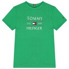 Boys Green Flag Logo Cotton T-Shirt, 3, hi-res