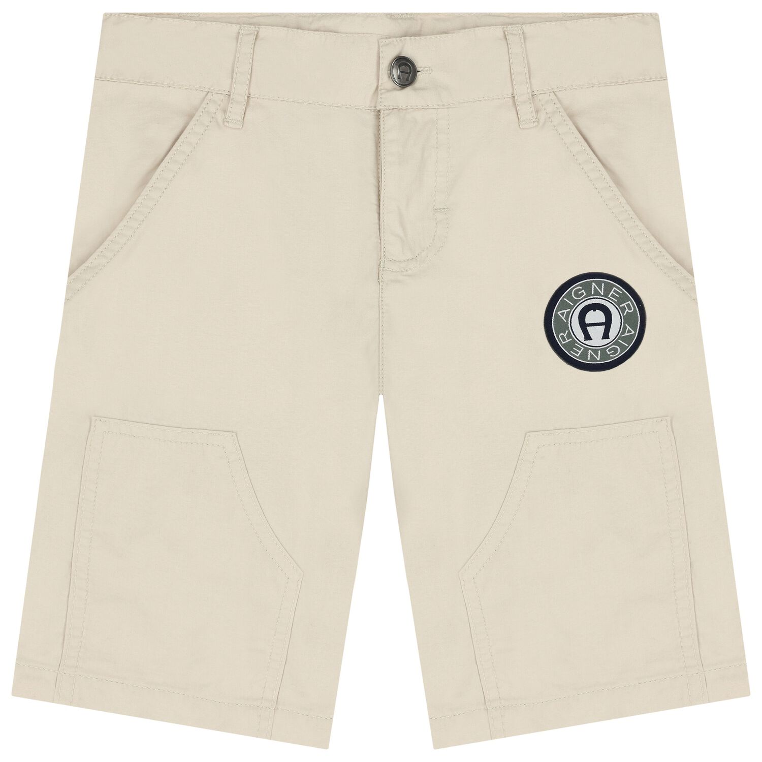 Boys Beige Logo Shorts, 1, hi-res