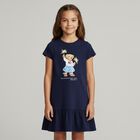 Girls Navy Blue Polo Bear Dress, 1, hi-res