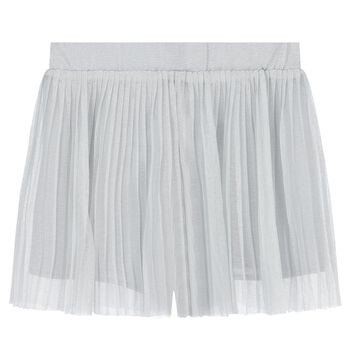 Girls Grey Pleated Tulle Shorts