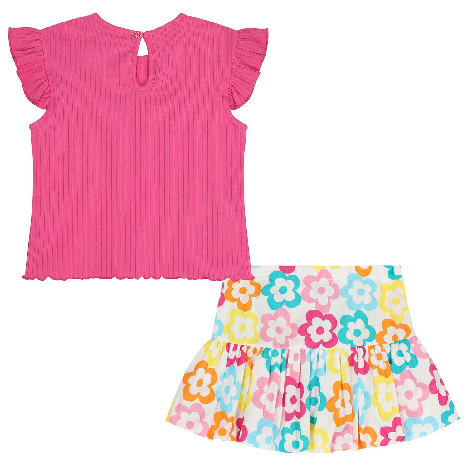 Girls Pink Flower Skirt Set, 1, hi-res