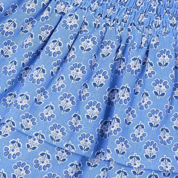 Girls Blue Floral Skirt
