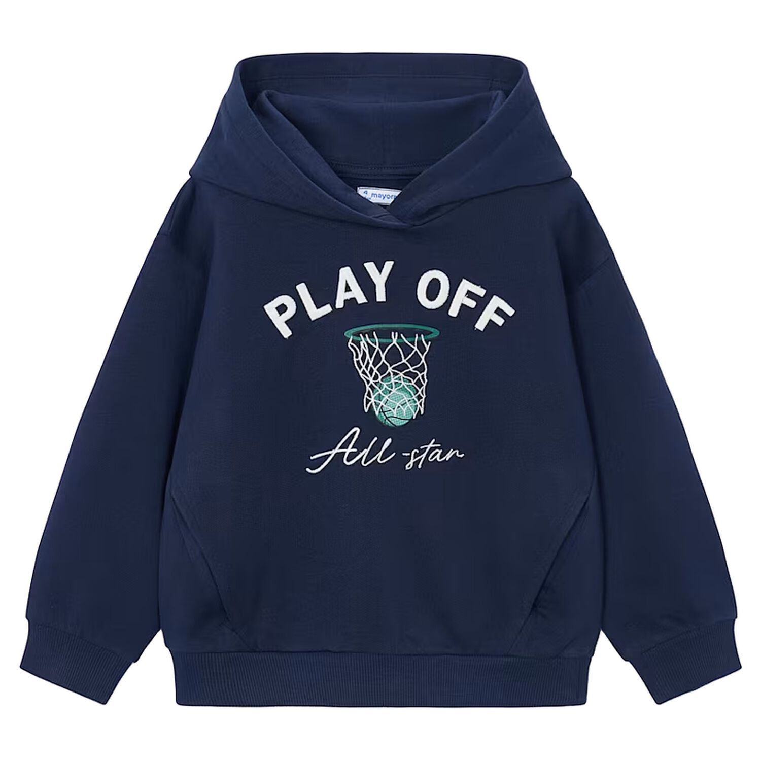 Boys Navy Blue Hooded Top, 1, hi-res