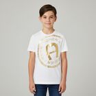 Boys White & Gold Logo T-Shirt, 1, hi-res