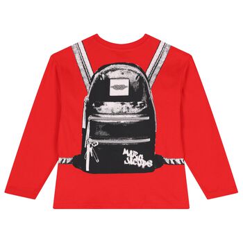 Boys Red Logo Backpack Long Sleeve Top