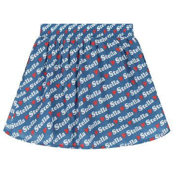 Girls Blue Logo Cotton Skirt