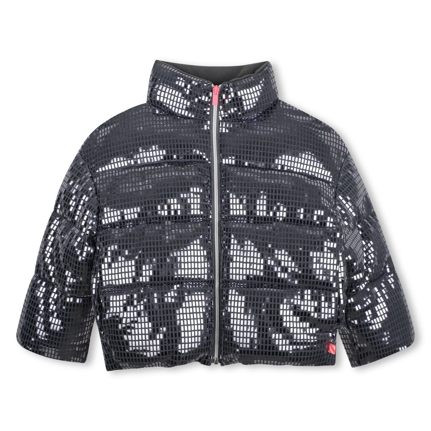 Girls Grey Disco Ball Padded Puffer Jacket, 1, hi-res