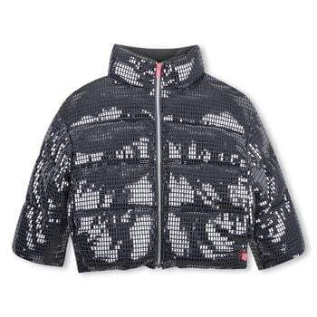 Girls Grey Disco Ball Padded Puffer Jacket