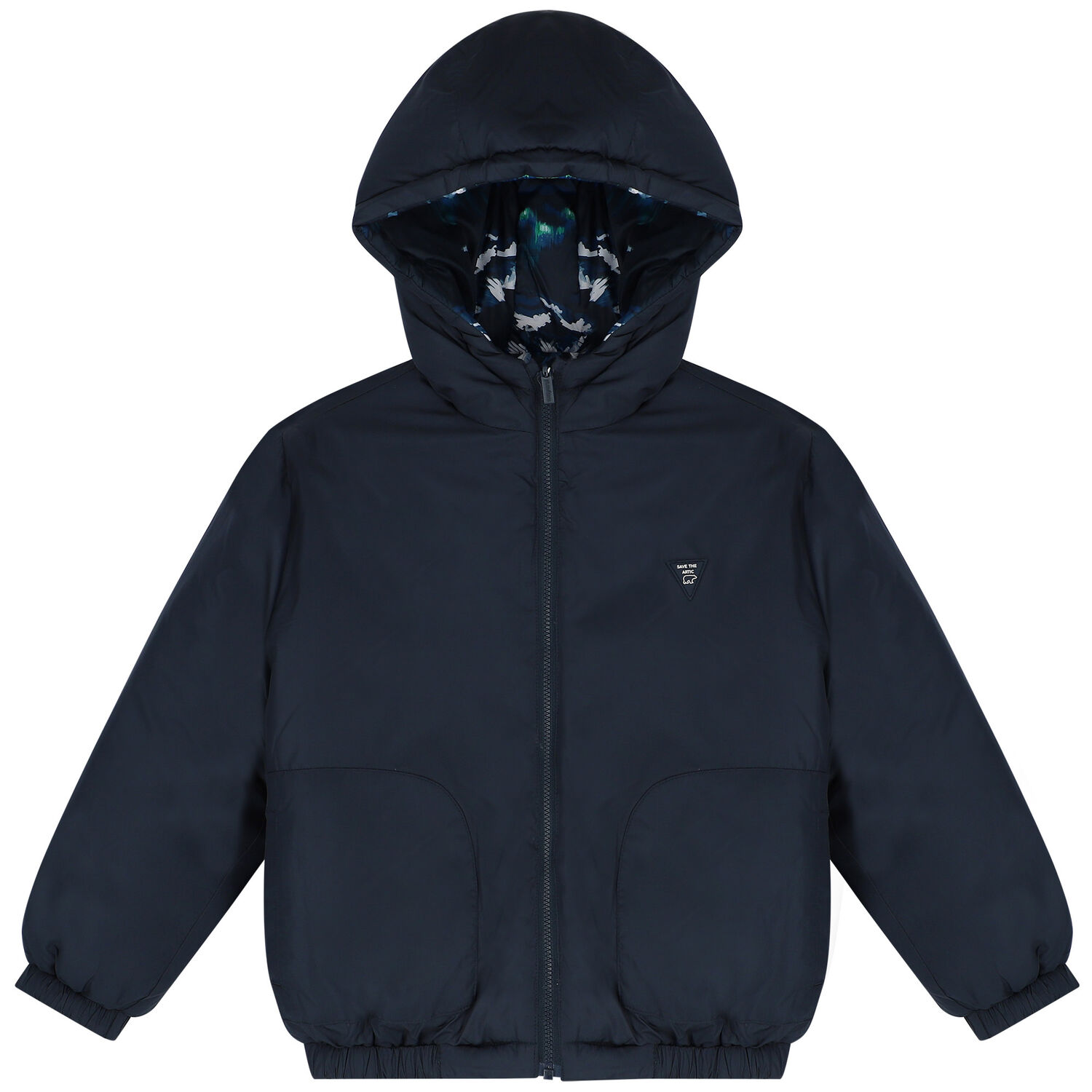 Boys Navy Blue Reversible Puffer Jacket, 1, hi-res image number null