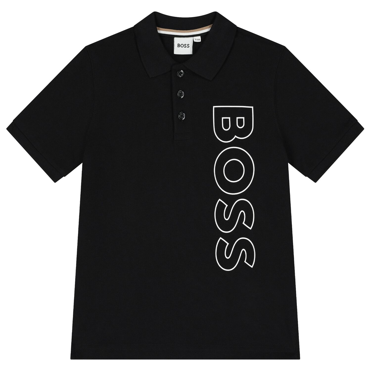Boys Black Logo Polo Shirt, 1, hi-res