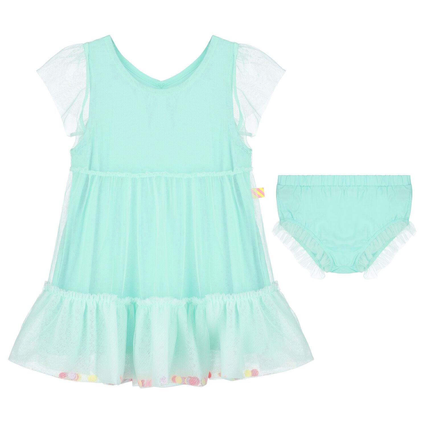 Younger Girls Blue Tiered Tulle Dress Set, 1, hi-res