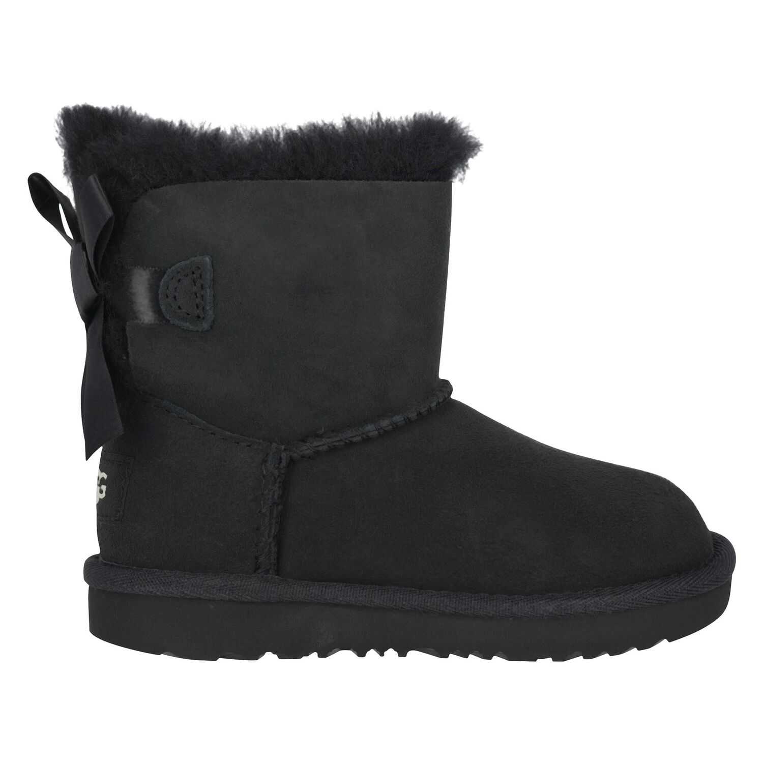 Younger Girls Black Mini Bailey Bow II Suede Boots, 1, hi-res