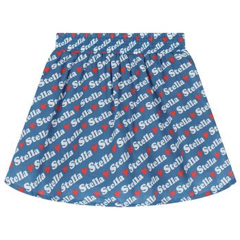 Girls Blue Logo Cotton Skirt