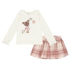 Younger Girls Ivory & Pink Skirt set, 1, hi-res