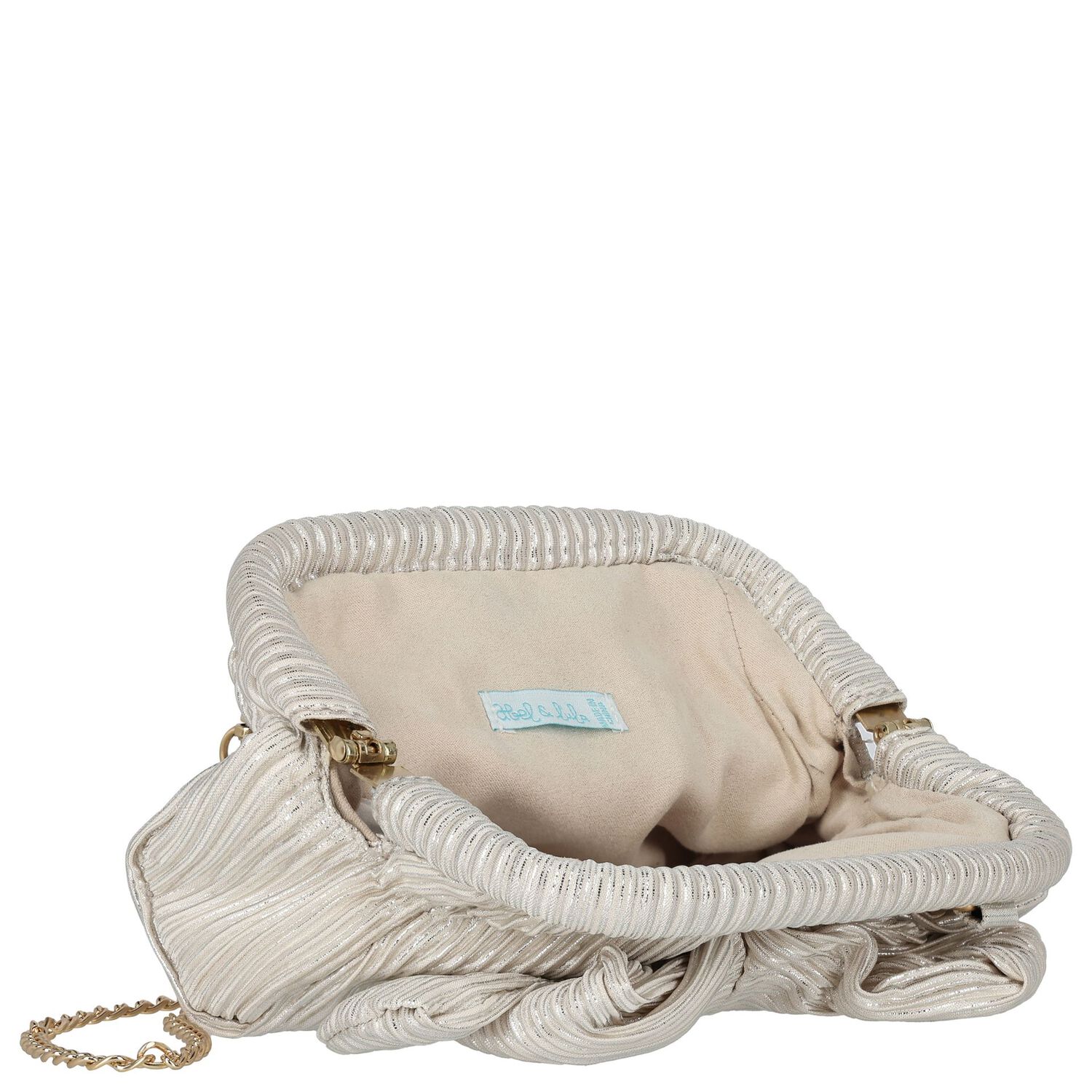 Girls Beige & Silver Handbag, 1, hi-res