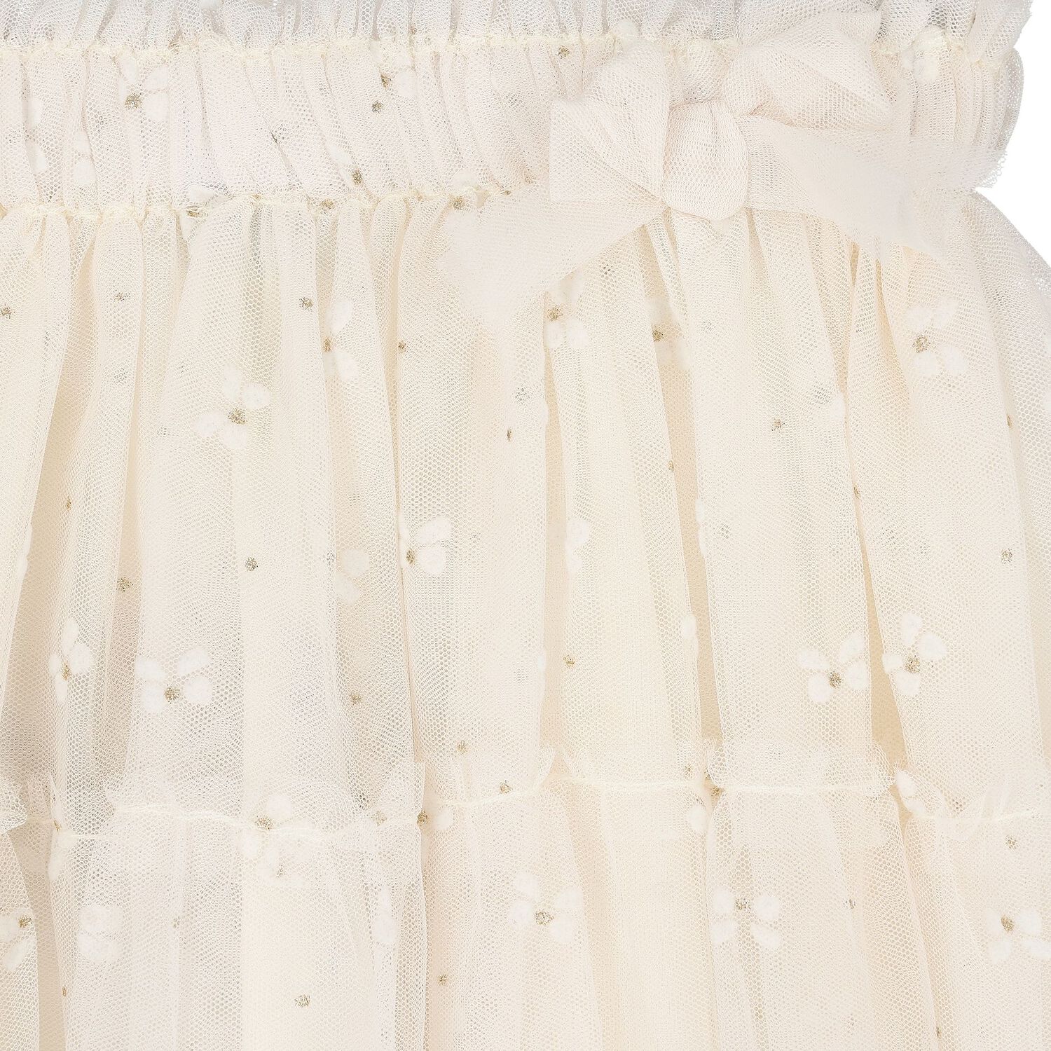 Younger Girls Ivory Bow Tulle Skirt, 2, hi-res