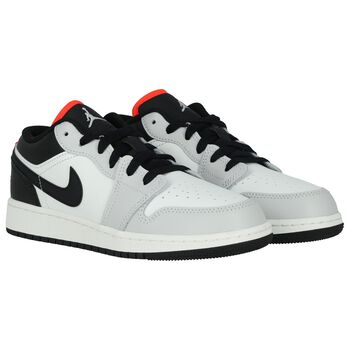 White, Grey & Black Air Jordan 1 Low Trainers