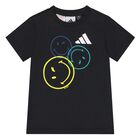 Younger Boys Black & Grey Smiley Logo Shorts Set, 1, hi-res