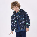 Boys Navy Blue Reversible Puffer Jacket, 1, hi-res