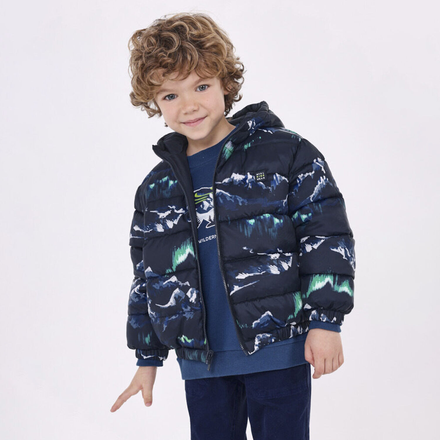 Boys Navy Blue Reversible Puffer Jacket, 1, hi-res image number null
