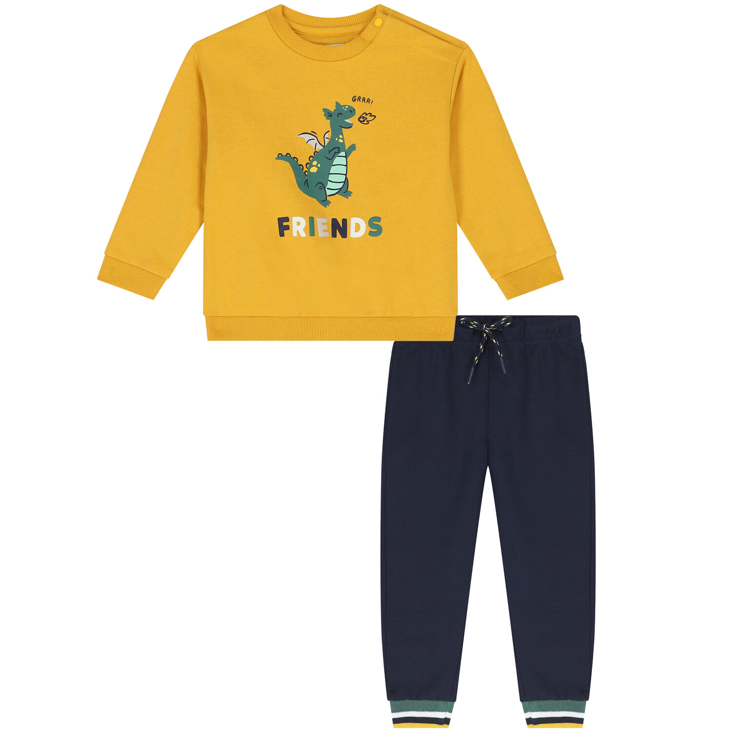 Younger Boys Yellow & Navy Blue Tracksuit, 1, hi-res