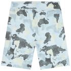 Boys Grey & Green Logo Shorts, 1, hi-res