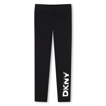 Girls Black Logo Leggings
