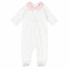 Baby Girls White & Pink Babygrow, 1, hi-res