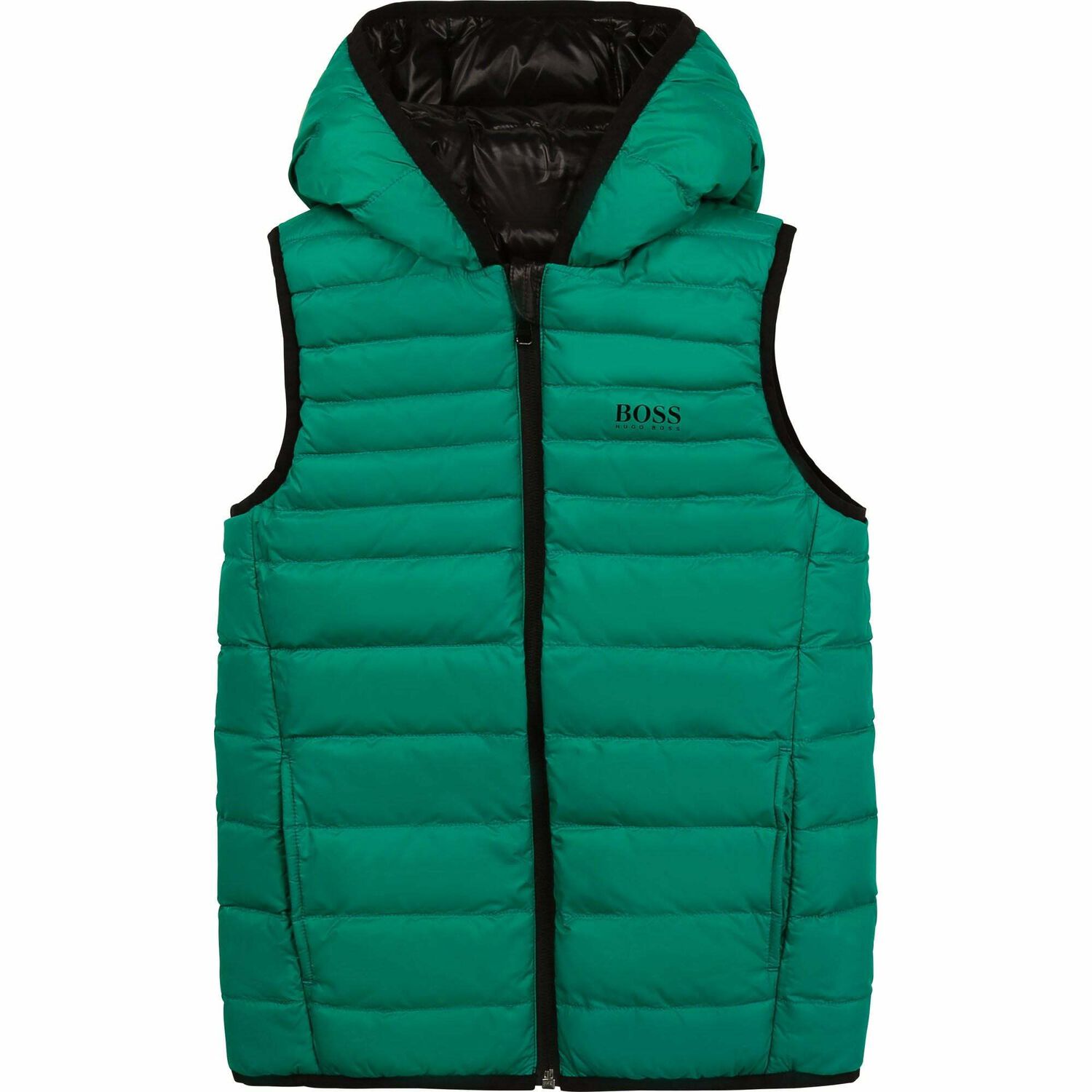 Boys Black Reversible Gilet, 1, hi-res