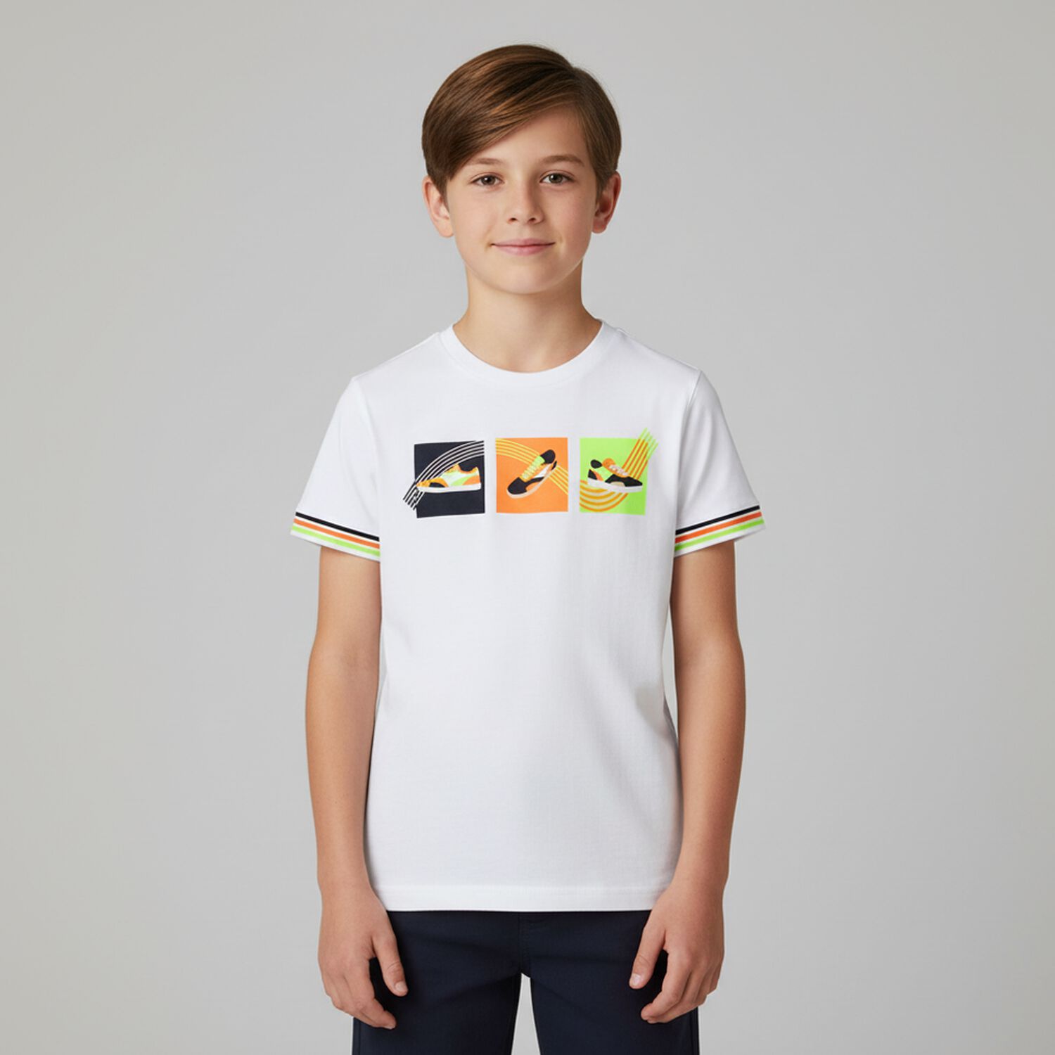 Boys White Sneaker T-Shirt, 2, hi-res