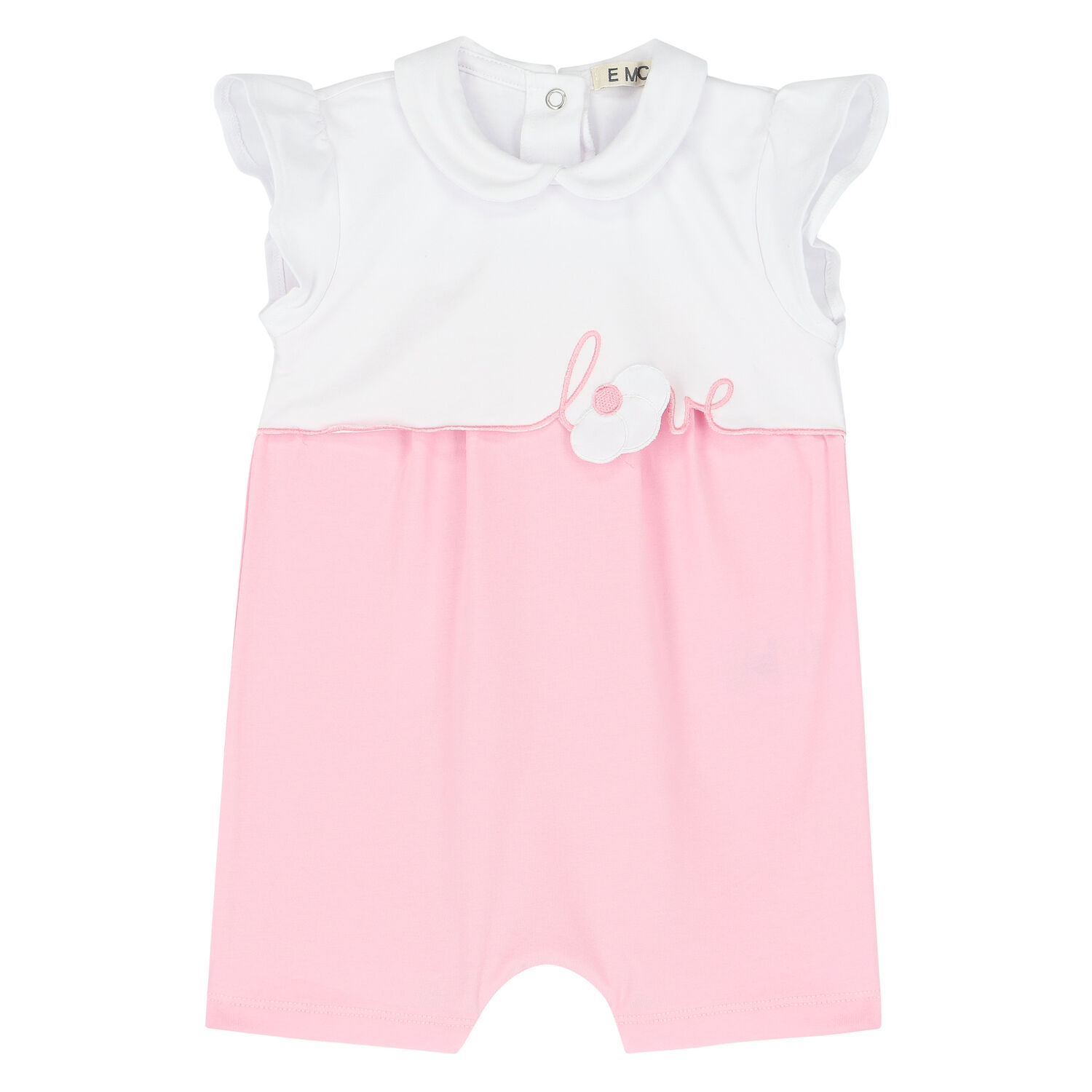 Baby Girls White & Pink Love Romper, 1, hi-res image number null