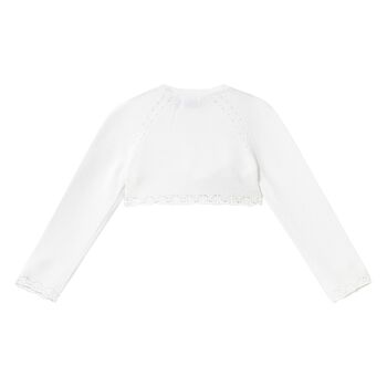 Younger Girls White Knitted Cardigan