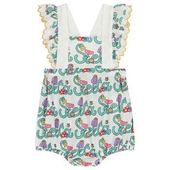 Baby Girls Ivory Floral Logo Romper