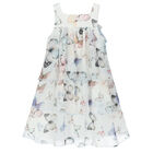 Girls White Butterfly Chiffon Dress, 1, hi-res