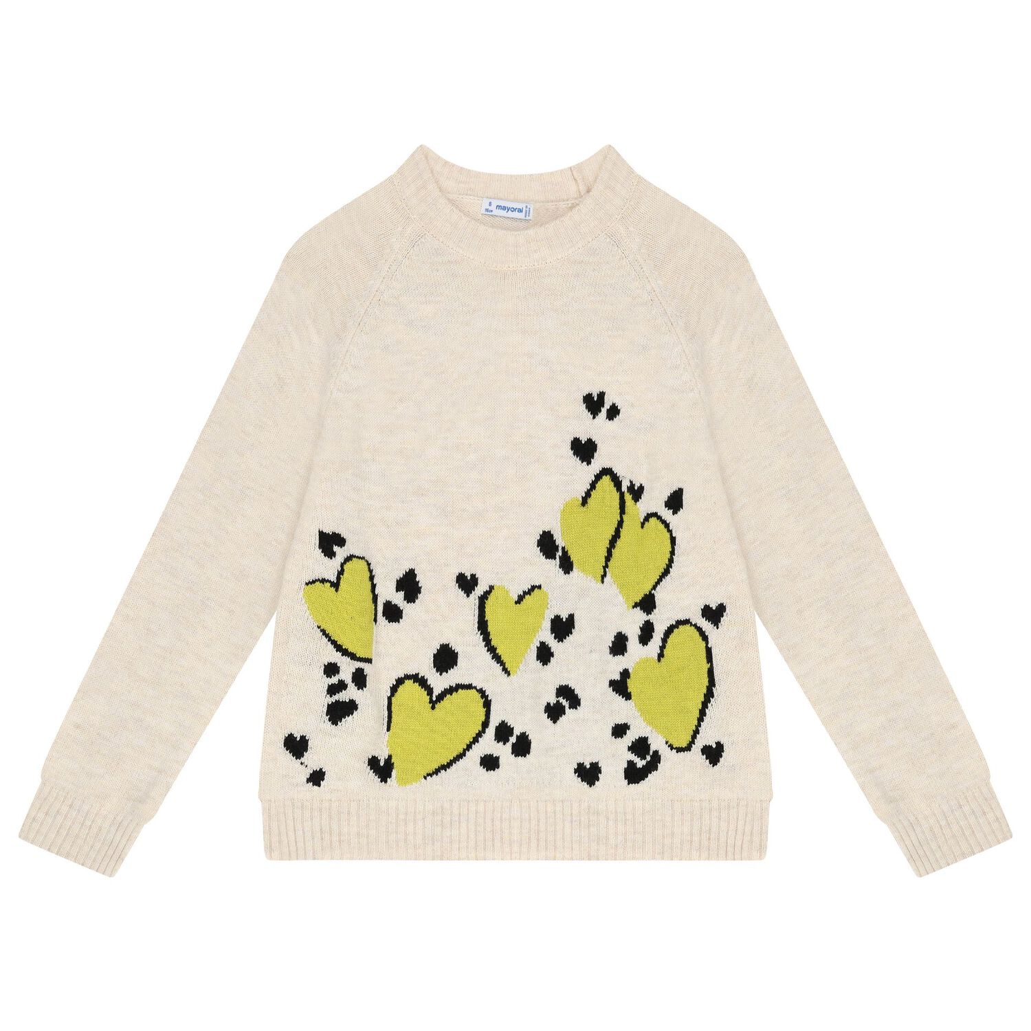 Girls Beige & Black Heart Dress Set, 1, hi-res