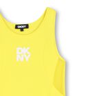 Girls Yellow Logo Sleeveles Dress, 1, hi-res