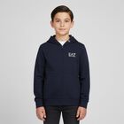 Boys Navy Blue Logo Hooded Zip Up Top, 2, hi-res