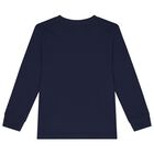Boys Navy Blue Logo Long Sleeve Top, 1, hi-res