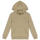 Boys Beige Logo Hooded Top, 1, hi-res
