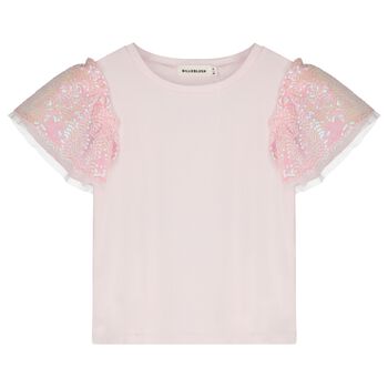 Girls Pink Embellished T-Shirt