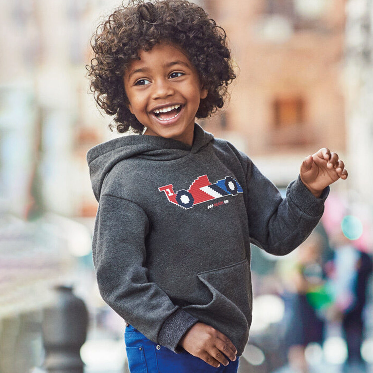 Boys Grey Race Car Hooded Top, 1, hi-res