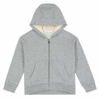 Girls Grey Hooded Top, 1, hi-res