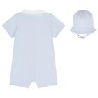 Baby Boys Blue Logo Romper Set, 1, hi-res