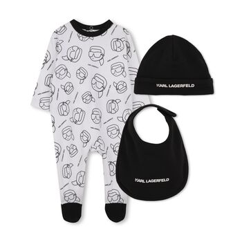 Baby Boys White & Black Ikonik Babygrow Gift Set