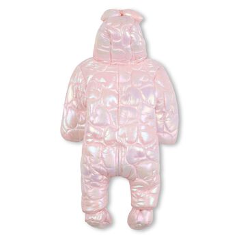 Baby Girls Pink Quilted Heart Snowsuit