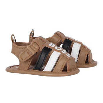 Baby Boys Beige Logo Sandals
