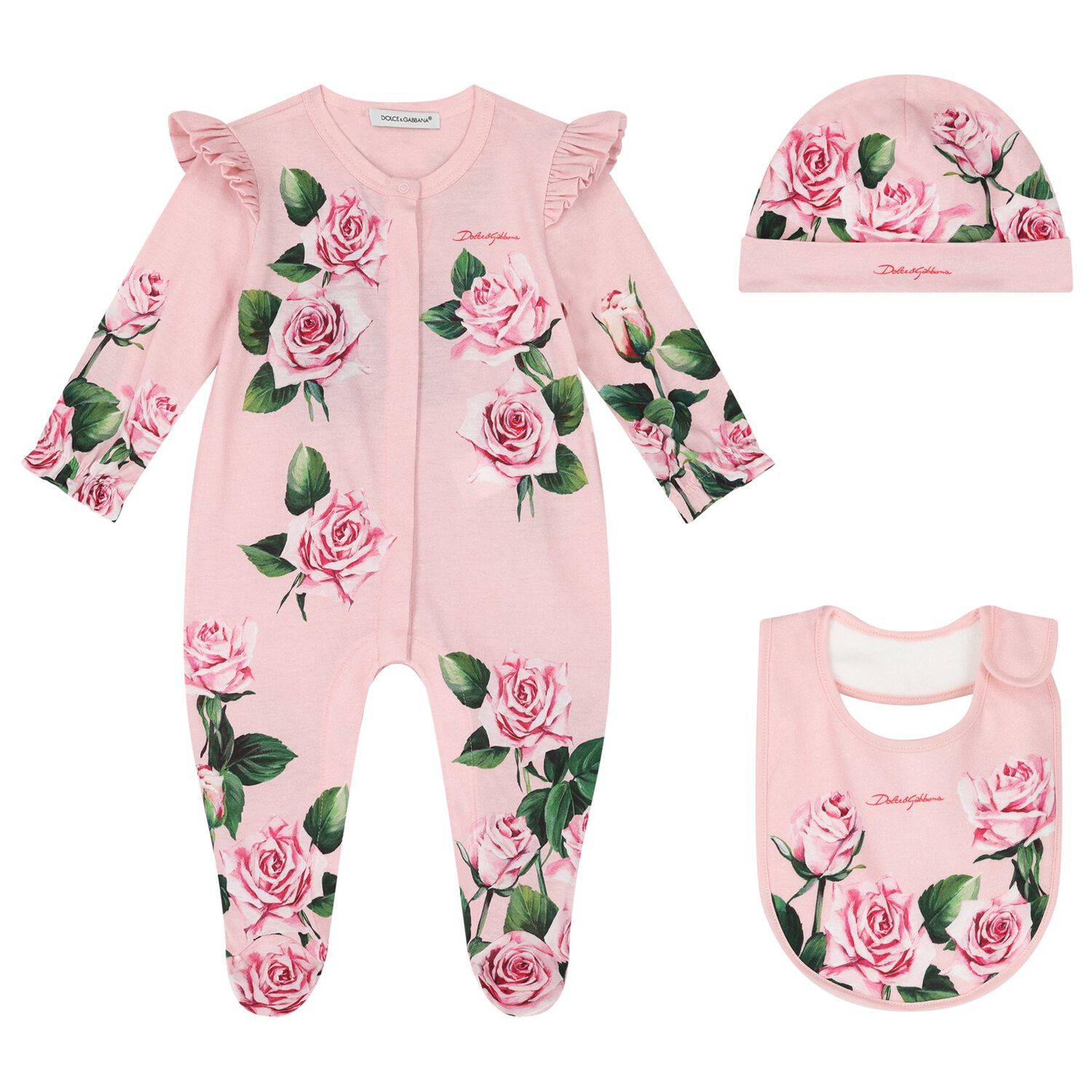Baby Girls Pink Rose Babygrow Gift Set, 1, hi-res