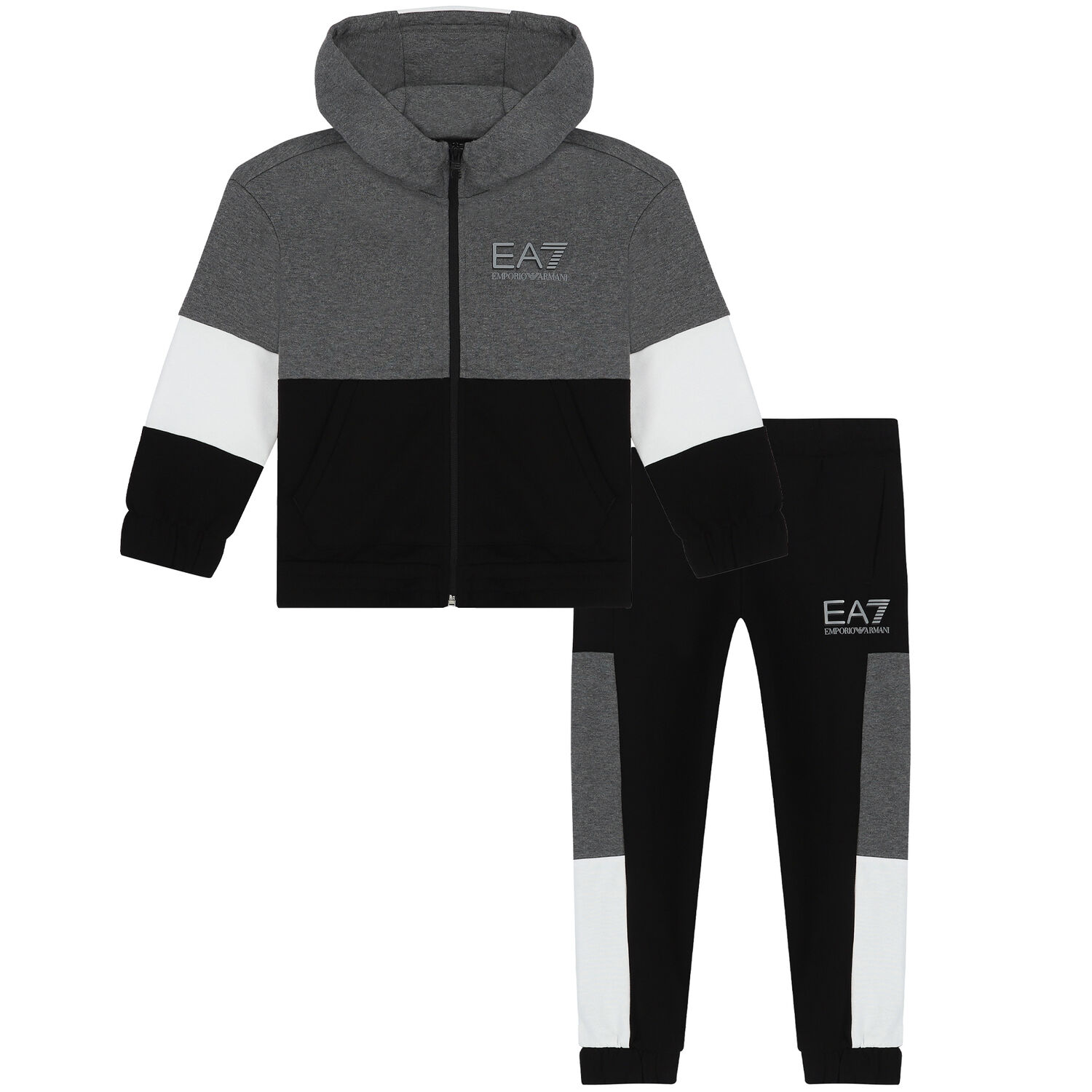 Boys Black & Grey Logo Tracksuit, 1, hi-res